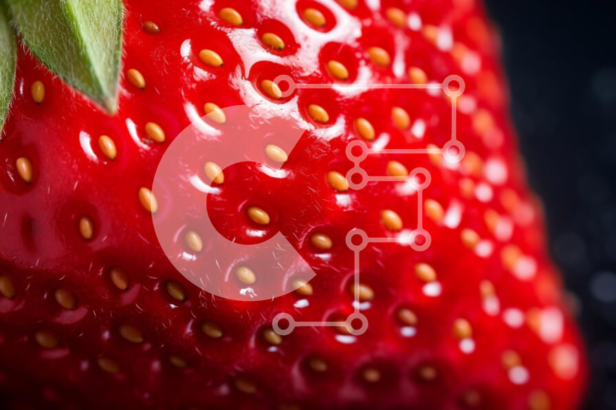 Σετ των 2 Intra Συλλεκτικό Ξύλινο Παζλ Plywood  4mm - Κοντινό πλάνο μιας ώριμης φράουλας σε σκούρο φόντο Σε Ξύλινο Κουτί - Διαστάσεις: 10x10 cm – 25 κομμάτια