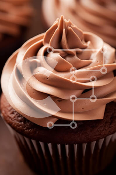 Σετ των 2 Intra Συλλεκτικό Ξύλινο Παζλ Plywood  4mm - Κοντινό πλάνο ενός cupcake σοκολάτας με στροβιλισμένο πάγωμα Σε Ξύλινο Κουτί - Διαστάσεις: 10x10 cm – 25 κομμάτια