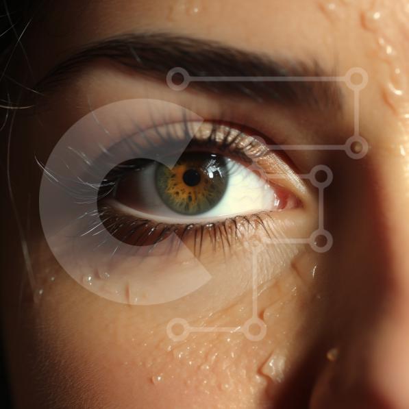 Σετ των 2 Intra Συλλεκτικό Ξύλινο Παζλ Plywood  4mm - Κοντινό πλάνο του γυναικείου προσώπου με σταγονίδια νερού στις βλεφαρίδες και τα φρύδια Σε Ξύλινο Κουτί - Διαστάσεις: 10x10 cm – 25 κομμάτια