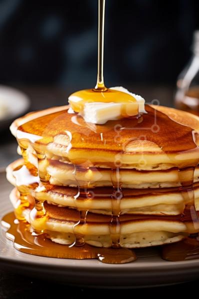 Σετ των 2 Intra Συλλεκτικό Ξύλινο Παζλ Plywood  4mm - Στοίβα από τηγανίτες με σιρόπι που στάζει κάτω Σε Ξύλινο Κουτί - Διαστάσεις: 10x10 cm – 25 κομμάτια