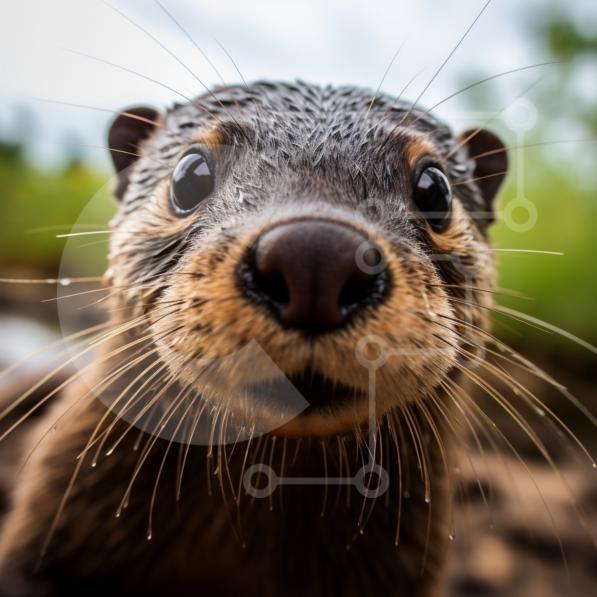 Intra Συλλεκτικό Ξύλινο Παζλ Plywood  4mm - Κοντινό πλάνο του προσώπου μιας βίδρας Σε Ξύλινο Κουτί - Διαστάσεις: 10x10 cm – 25 κομμάτια