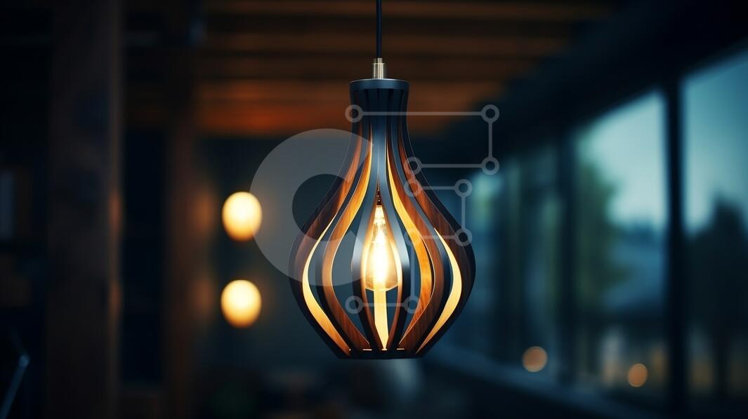 Intra Συλλεκτικό Ξύλινο Παζλ Plywood  4mm - Μοντέρνο ξύλινο φωτιστικό σε φωτεινό δωμάτιο Σε Ξύλινο Κουτί - Διαστάσεις Puzzle: 10x10 cm – 25 κομμάτια