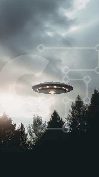 Intra Συλλεκτικό Ξύλινο Παζλ Plywood  4mm - Ιπτάμενο πιατάκι στον ουρανό με δέντρα Σε Ξύλινο Κουτί - Διαστάσεις Puzzle: 10x10 cm – 25 κομμάτια