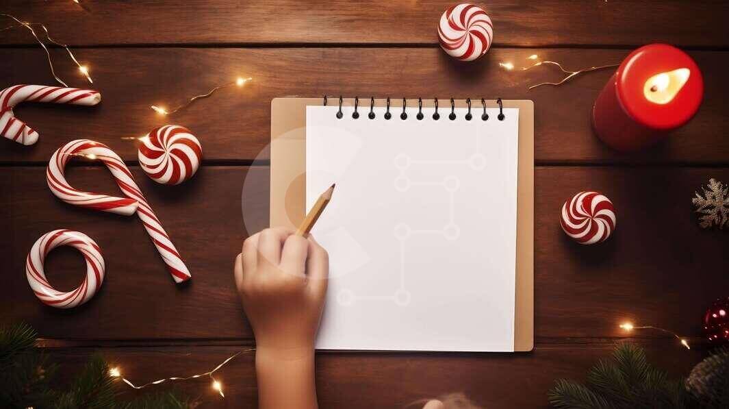 Intra Συλλεκτικό Ξύλινο Παζλ Plywood  4mm - Άτομο που γράφει στο ανοιχτό σημειωματάριο με τις γιορτινές διακοσμήσεις Σε Ξύλινο Κουτί - Διαστάσεις: 10x10 cm – 25 κομμάτια