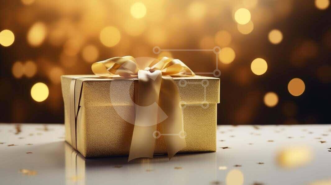 Intra Συλλεκτικό Ξύλινο Παζλ Plywood  4mm - Κομψό χρυσό κουτί δώρου σε διακοσμημένο τραπέζι Σε Ξύλινο Κουτί - Διαστάσεις Puzzle: 10x10 cm – 25 κομμάτια