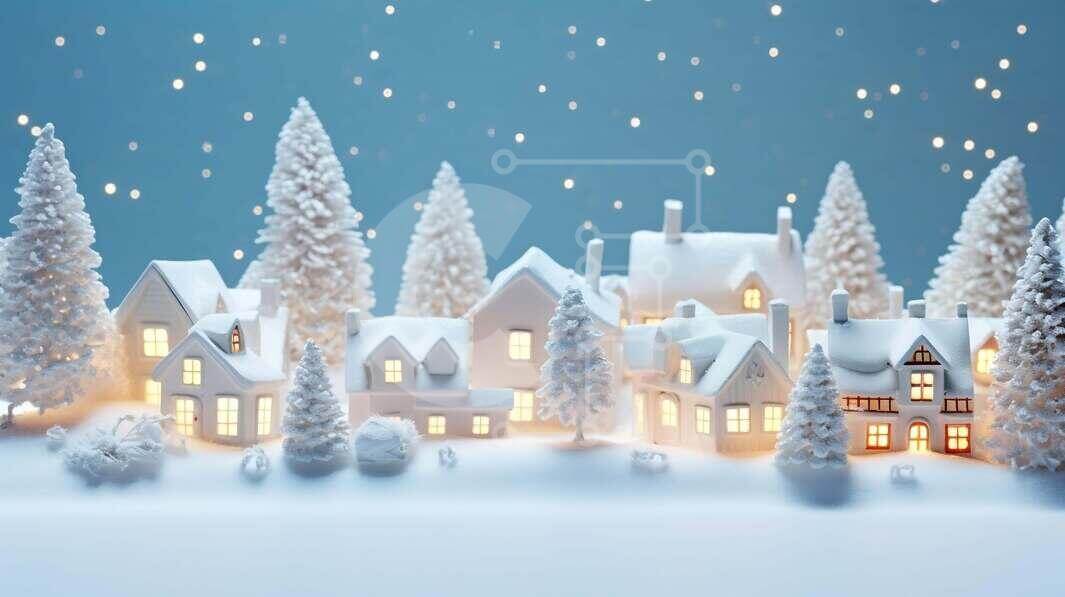 Intra Συλλεκτικό Ξύλινο Παζλ Plywood  4mm - Χιονισμένο χωριό με δέντρα και στολίδια Σε Ξύλινο Κουτί - Διαστάσεις: 10x10 cm – 25 κομμάτια