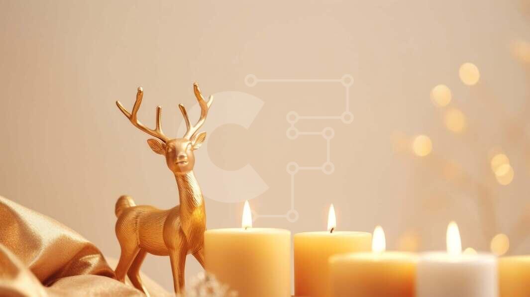 Intra Συλλεκτικό Ξύλινο Παζλ Plywood  4mm - Χρυσό ειδώλιο ελαφιού και κηροπήγια στο τραπέζι Σε Ξύλινο Κουτί - Διαστάσεις Puzzle: 10x10 cm – 25 κομμάτια