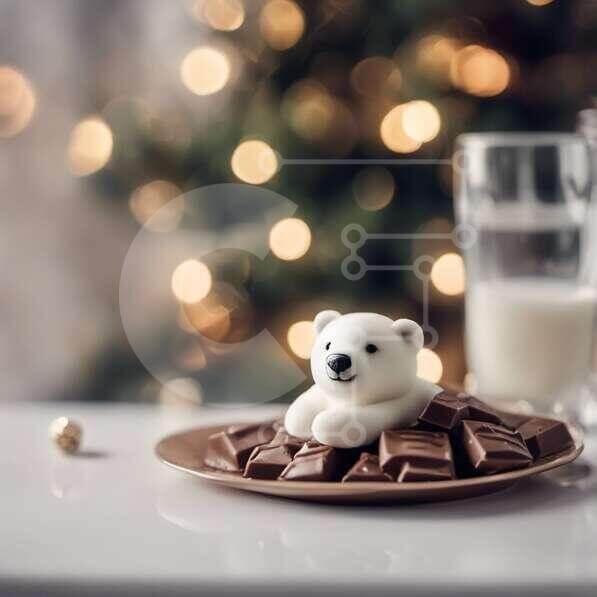 Σετ των 2 Intra Συλλεκτικό Ξύλινο Παζλ Plywood  4mm - Νόστιμο επιδόρπιο με παγωτό σοκολάτα με πολική αρκούδα Σε Ξύλινο Κουτί - Διαστάσεις: 10x10 cm – 25 κομμάτια