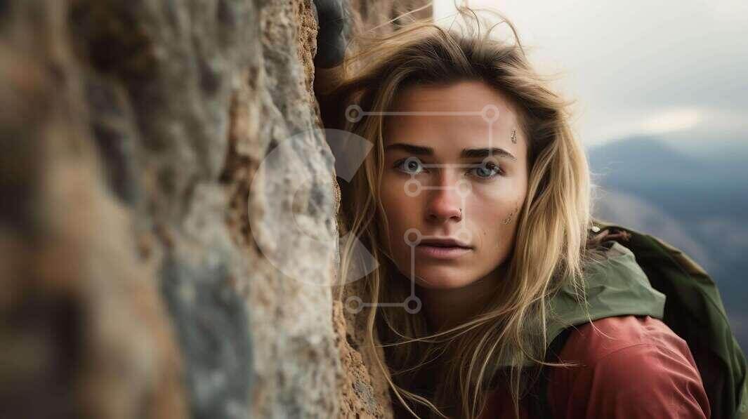 Intra Συλλεκτικό Ξύλινο Παζλ Plywood  4mm - Νεαρή γυναίκα που κλίνει ενάντια στο σχηματισμό βράχου στη φύση Σε Ξύλινο Κουτί - Διαστάσεις: 10x10 cm – 25 κομμάτια