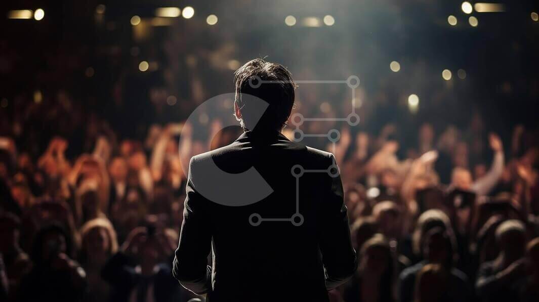 Intra Συλλεκτικό Ξύλινο Παζλ Plywood  4mm - Άνθρωπος που μιλά στο κοινό Σε Ξύλινο Κουτί - Διαστάσεις Puzzle: 10x10 cm – 25 κομμάτια