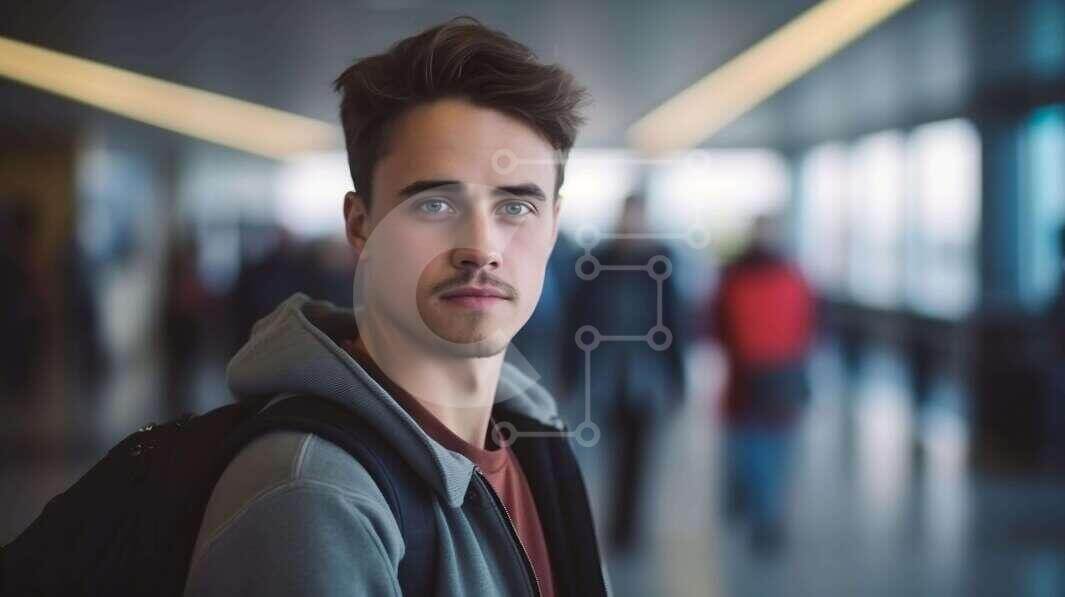 Intra Συλλεκτικό Ξύλινο Παζλ Plywood  4mm - Νεαρός άνδρας με το σακίδιο στο αεροδρόμιο ή το σιδηροδρομικό σταθμό Σε Ξύλινο Κουτί - Διαστάσεις Puzzle: 10x10 cm – 25 κομμάτια