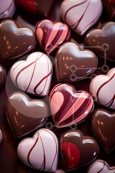 Σετ των 2 Intra Συλλεκτικό Ξύλινο Παζλ Plywood  4mm - Ομάδα σοκολατένιων καρδιών σε πολλά χρώματα Σε Ξύλινο Κουτί - Διαστάσεις: 10x10 cm – 25 κομμάτια