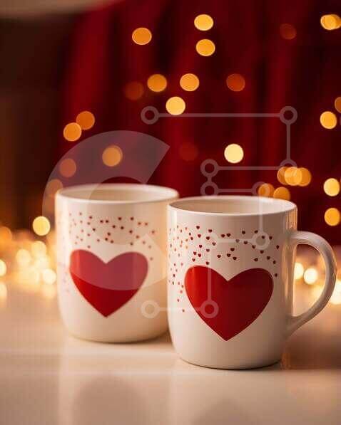 Intra Συλλεκτικό Ξύλινο Παζλ Plywood  4mm - Ρομαντικές κούπες καφέ με κόκκινες καρδιές Σε Ξύλινο Κουτί - Διαστάσεις Puzzle: 10x10 cm – 25 κομμάτια