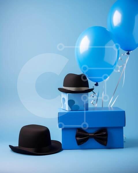 Intra Συλλεκτικό Ξύλινο Παζλ Plywood  4mm - Εορταστική σύνθεση με καπέλα και μπαλόνια Σε Ξύλινο Κουτί - Διαστάσεις Puzzle: 10x10 cm – 25 κομμάτια