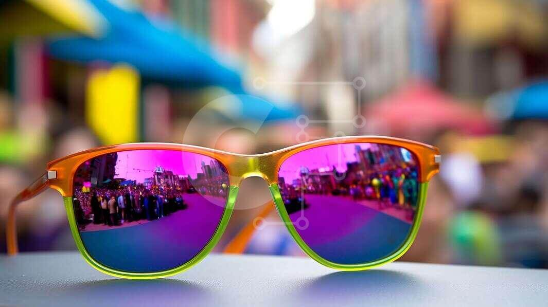 Intra Συλλεκτικό Ξύλινο Παζλ Plywood  4mm - Αντανάκλαση πολύχρωμων γυαλιών ηλίου Σε Ξύλινο Κουτί - Διαστάσεις Puzzle: 10x10 cm – 25 κομμάτια