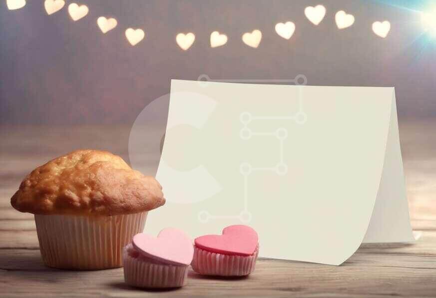 Σετ των 2 Intra Συλλεκτικό Ξύλινο Παζλ Plywood  4mm - Muffin, cupcakes και μπισκότα σε σχήμα καρδιάς σε ξύλινο τραπέζι Σε Ξύλινο Κουτί - Διαστάσεις: 10x10 cm – 25 κομμάτια