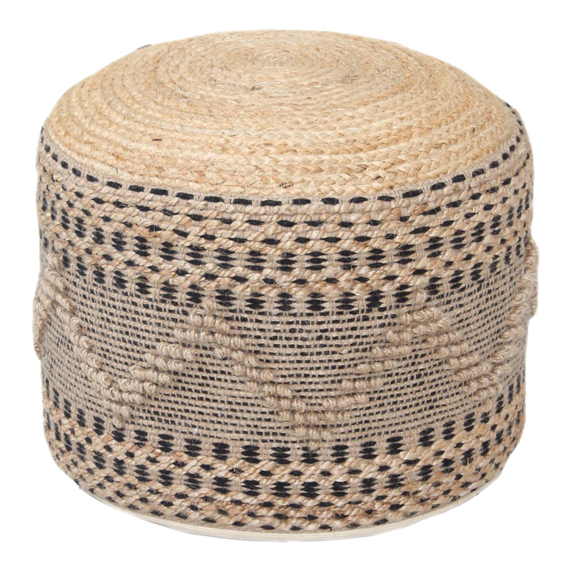 Σκαμπό-πουφ Βangku Inart γιούτα-βαμβάκι σε φυσική απόχρωση Φ45x30εκ