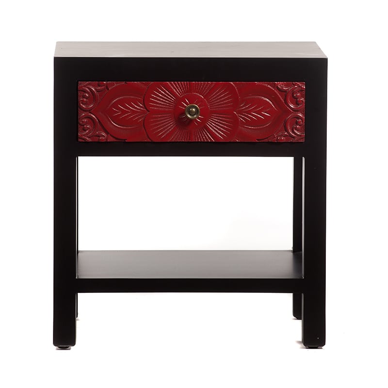 Artekko Chinoise Handmade Flower Bed Side Table with 1 Drawer (47x34x50) Artekko 305-2153