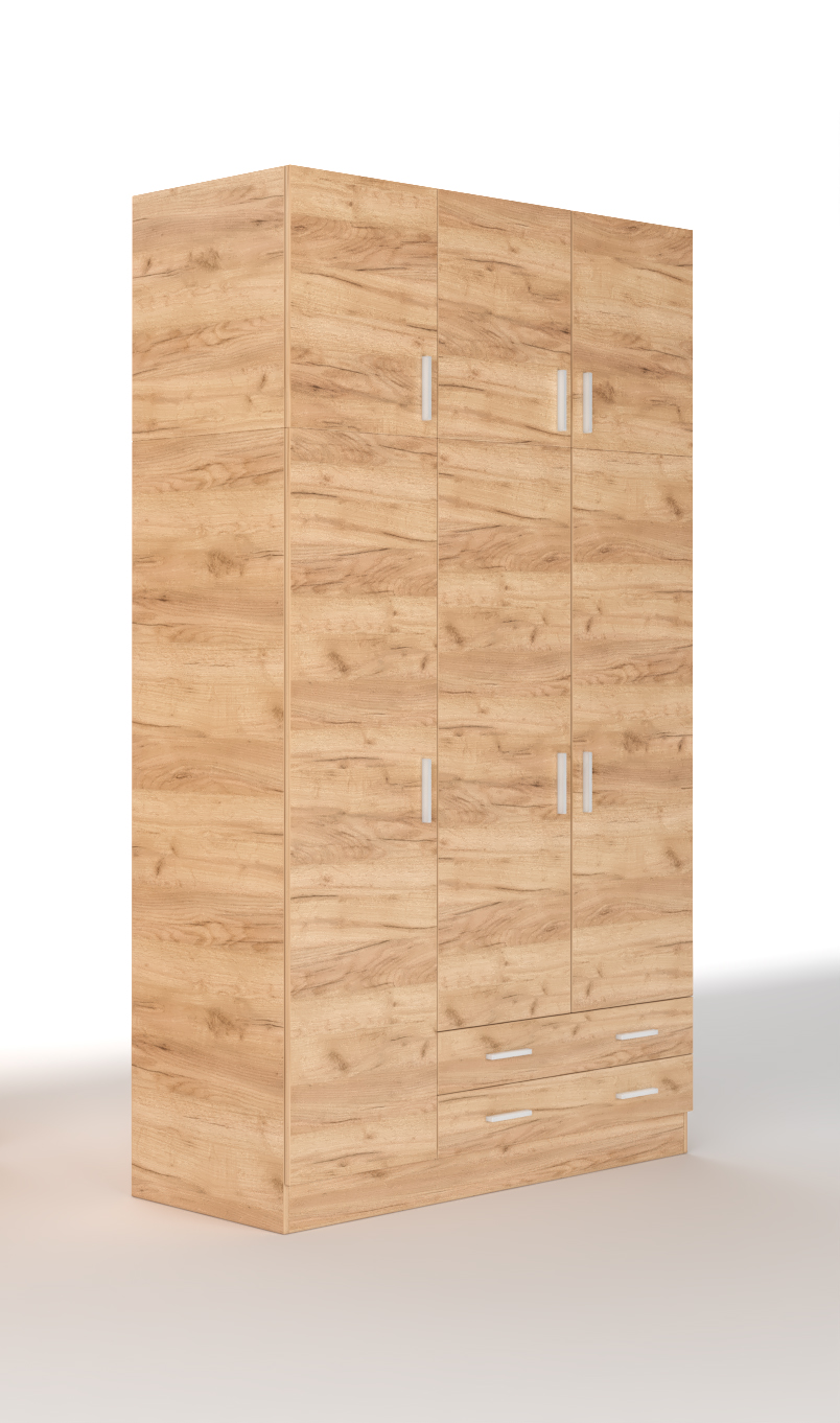 Ντουλάπα με πατάρι "PARMA" τρίφυλλη σε χρώμα μελί 150x52x240 306-00029