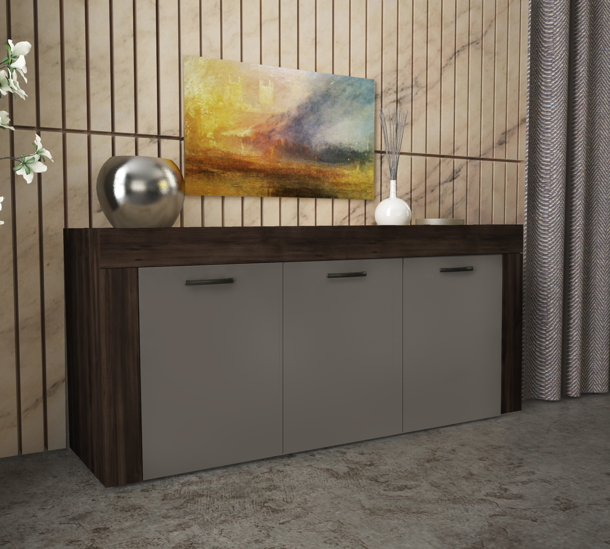 Μπουφές “LANA” σε χρώμα καρυδί/γκρι 150x40x81 306-00047 Μπουφές “LANA” σε χρώμα καρυδί/γκρι 150x40x81 306-00047