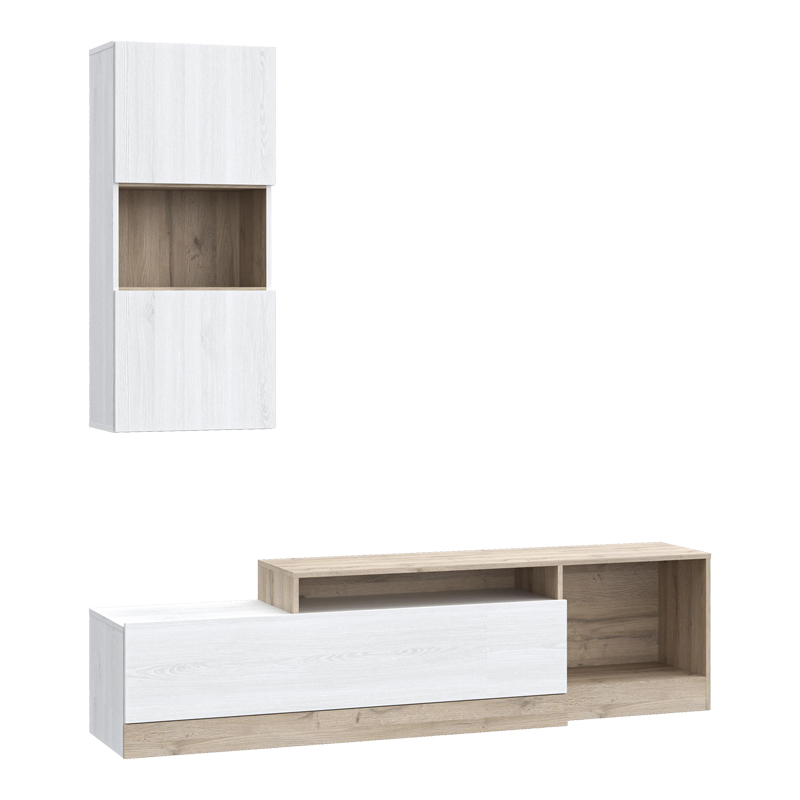 Σύνθετο σαλονιού Halmi pakoworld λευκό-oak μελαμίνης 180x39x190εκ 318-000012 Σύνθετο σαλονιού Halmi pakoworld λευκό-oak μελαμίνης 180x39x190εκ 318-000012