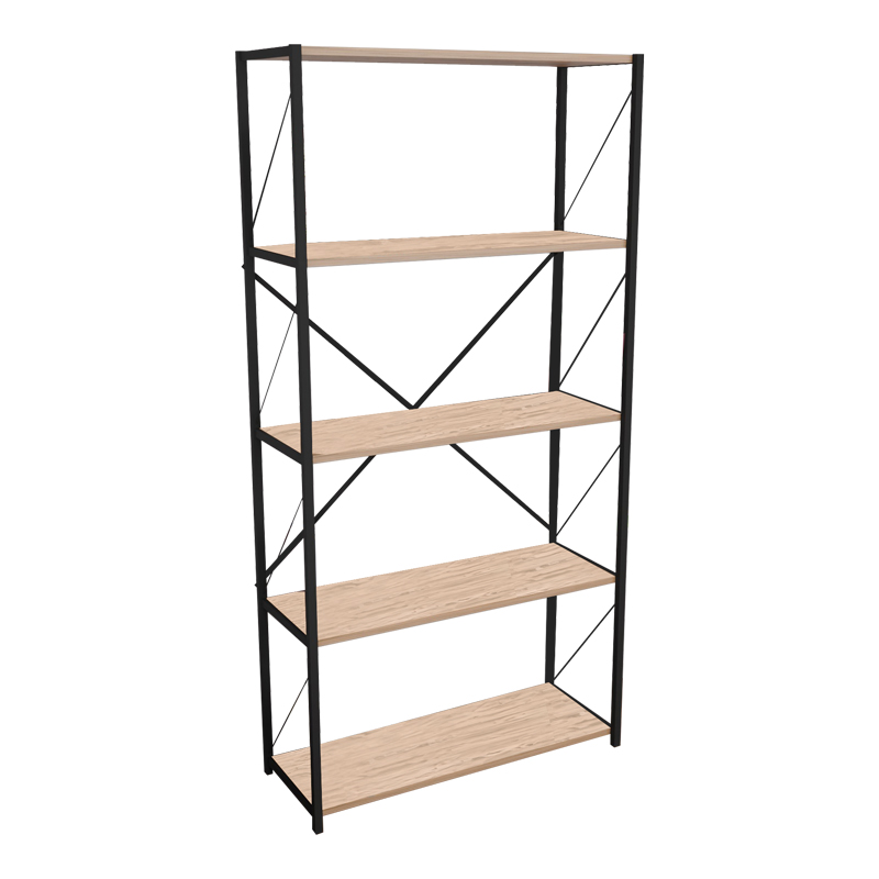 Βιβλιοθήκη Tikilmo pakoworld oak μελαμίνης-μαύρο μέταλλο 88x34x180εκ 321-000003 Βιβλιοθήκη Tikilmo pakoworld oak μελαμίνης-μαύρο μέταλλο 88x34x180εκ 321-000003