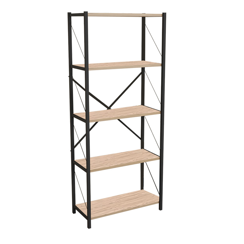 Βιβλιοθήκη Draizy pakoworld oak μελαμίνης-μαύρο μέταλλο 60x30x150εκ 321-000005