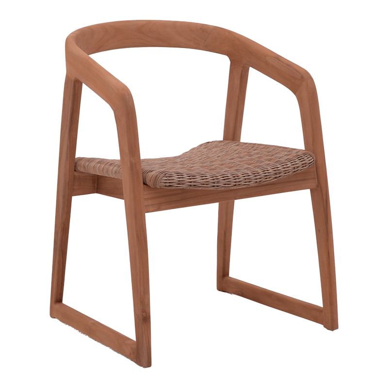 Intrahome Πολυθρόνα Somalia Intrahome σκελετός αλουμινίου με teak πόδι σε φυσική απόχρωση και καφέ pe rattan 57x62x80εκ | SKU: INTRAPA-445111112