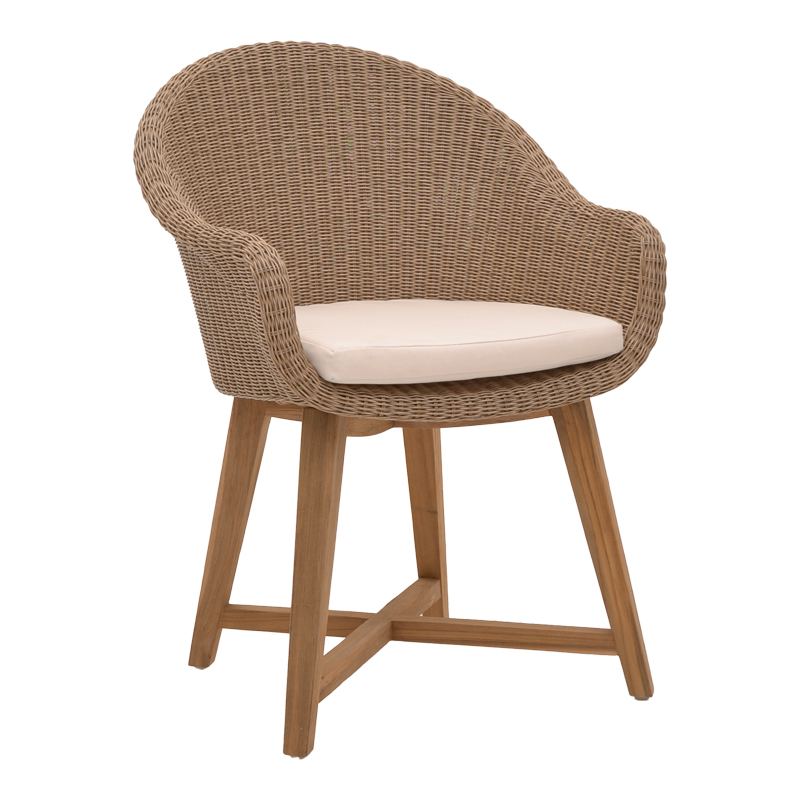 Intrahome Πολυθρόνα Solso Intrahome σκελετός αλουμινίου με teak πόδι σε φυσική απόχρωση και pe rattan 62x58x78εκ | SKU: INTRAPA-445111113