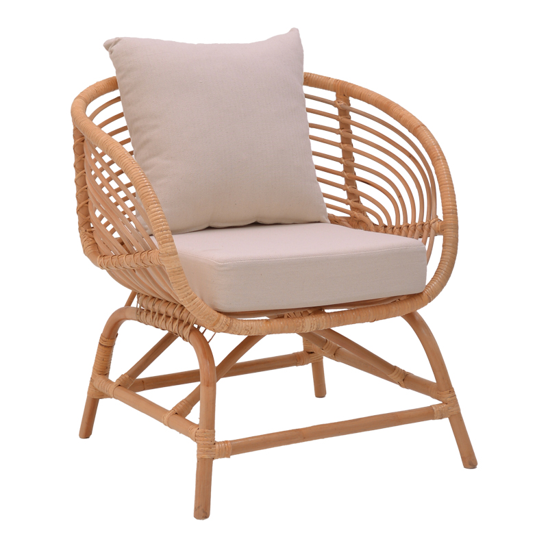 Intrahome Πολυθρόνα Caxen Intrahome φυσικό rattan-λευκό μαξιλάρι 72x63x75εκ | SKU: INTRAPA-446111122