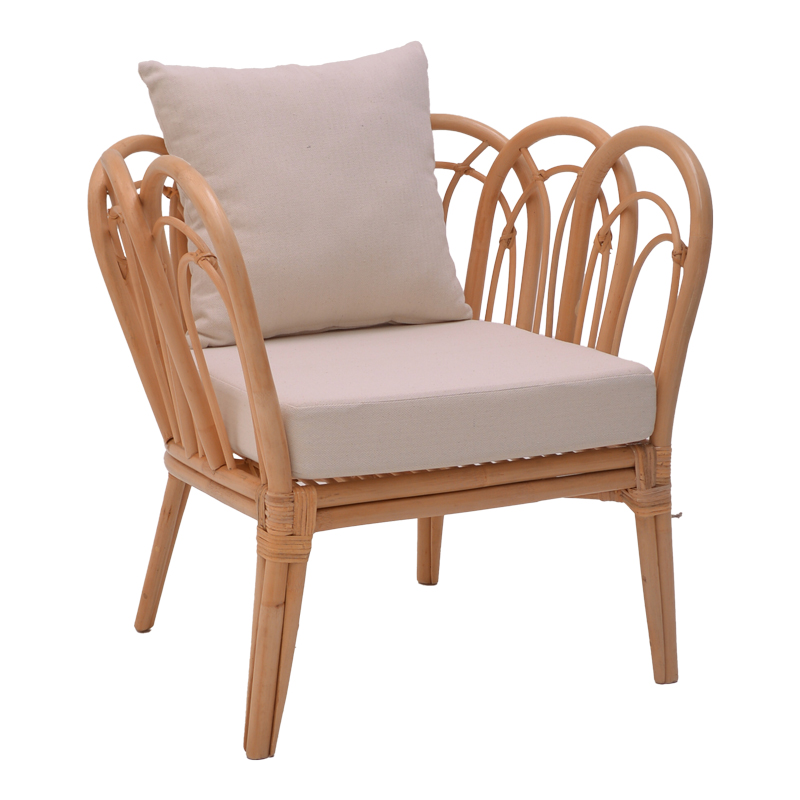 Intrahome Πολυθρόνα Tania Intrahome φυσικό rattan-λευκό μαξιλάρι 76x76x76εκ | SKU: INTRAPA-446111123