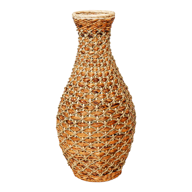 Intrahome Βάζο Gucre I intrahome ξύλο-rattan pe σε φυσική απόχρωση Φ30x70εκ | SKU: INTRAPA-448111144