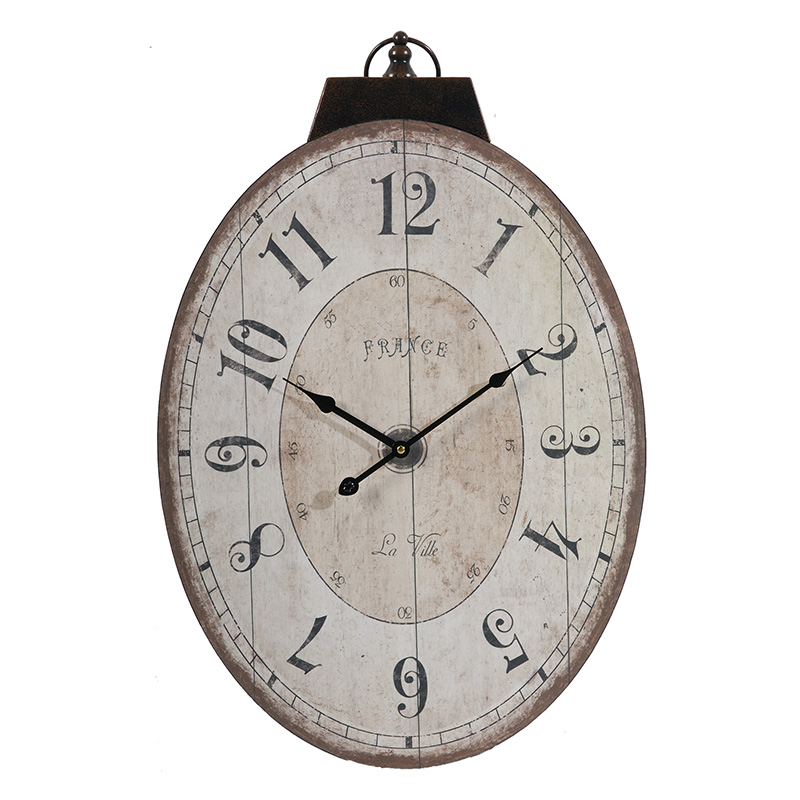 Artekko Clock Οβάλ Μπεζ Ρολόι Τοίχου MDF (45x3.1x73.7)cm Artekko 35002