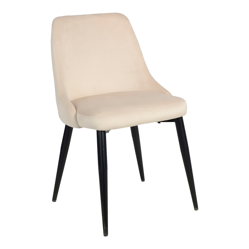Intrahome Καρέκλα Zedna Intrahome μπεζ βελούδο με μαύρα μεταλλικά πόδια 51x58x84εκ | SKU: INTRAPA-468111122