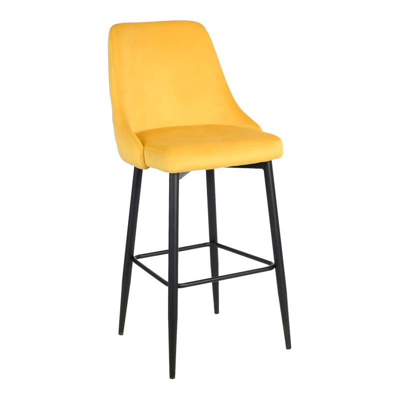 Intrahome Σκαμπό μπαρ Zedna Intrahome κίτρινο βελούδο με μαύρα μεταλλικά πόδια 52x57x111εκ | SKU: INTRAPA-468111129