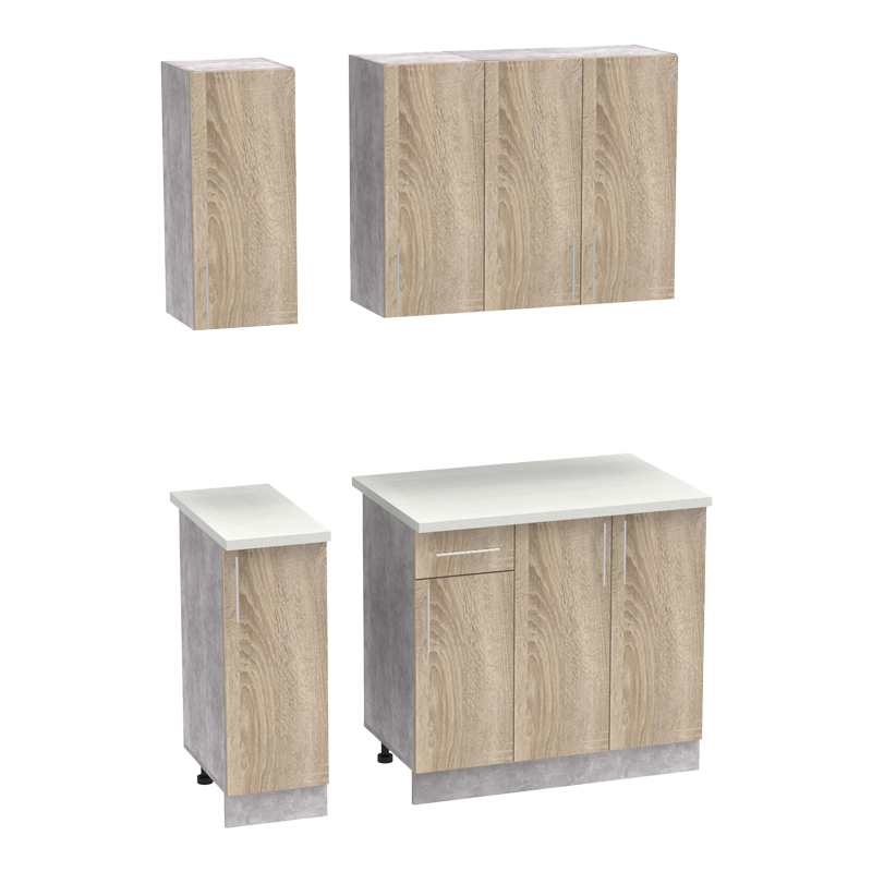 Intrahome Σύνθεση κουζίνας Festa II Intrahome μελαμίνη σε sonoma απόχρωση και πάγκο σε ανοιχτό γκρι 120x60x85εκ | SKU: INTRAPA-472111122