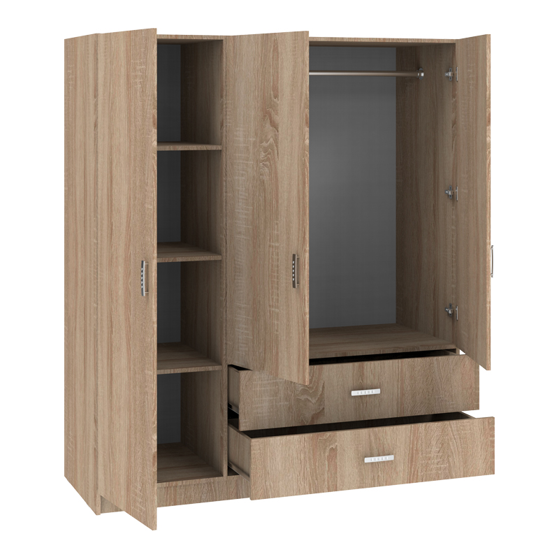 Ντουλάπα τρίφυλλη Rear Intrahome με συρτάρια sonoma 150x58x177εκ INTRAPA-472111227