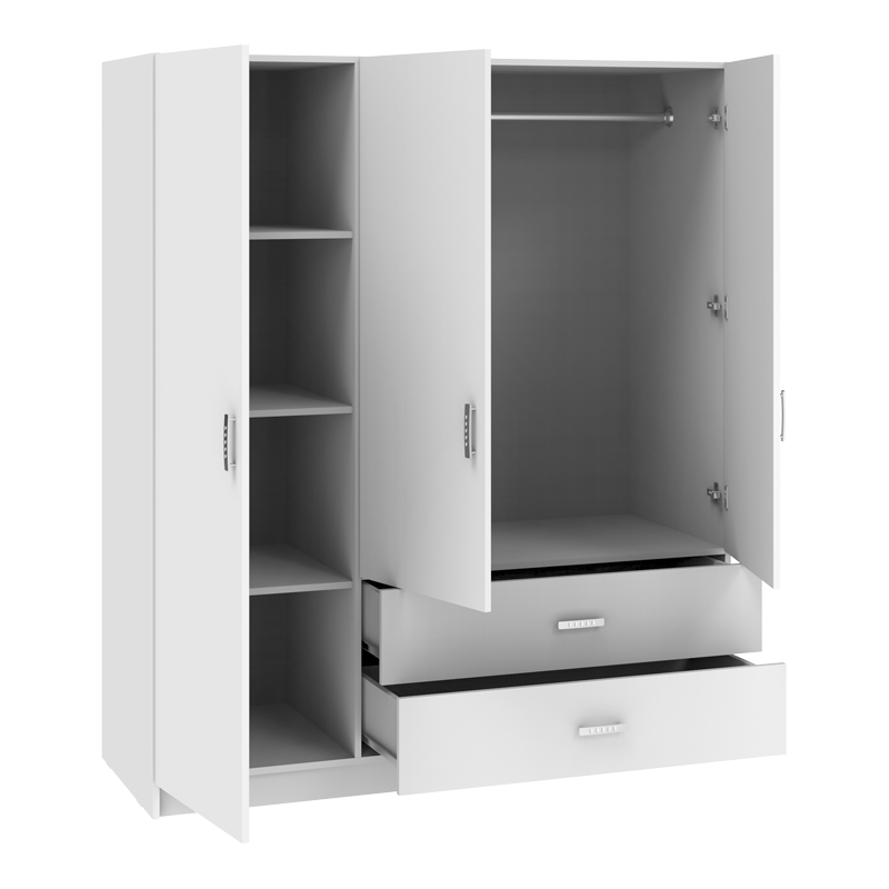 Ντουλάπα τρίφυλλη Rear Intrahome με συρτάρια λευκό 150x58x177εκ INTRAPA-472111228