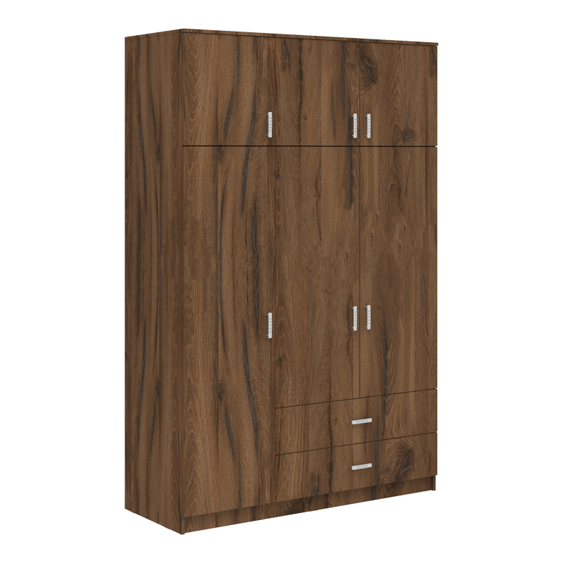 Ντουλάπα τρίφυλλη με συρτάρια Rear Intrahome καρυδι-oak 150x58x230εκ INTRAPA-472111231