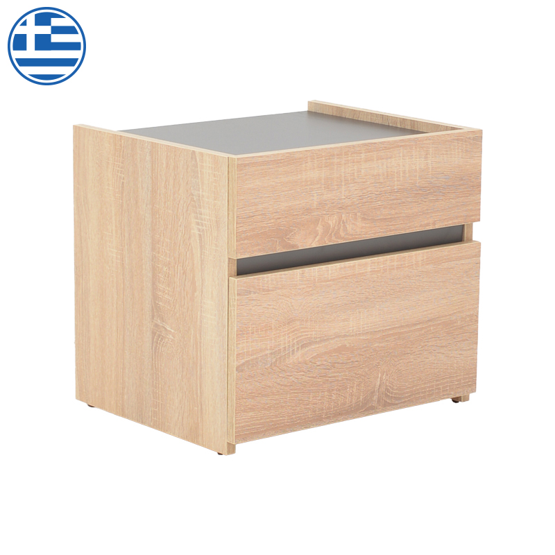 Intrahome Κομοδίνο Comcie Intrahome σε φυσικό με γκρι απόχρωση 50x42x45.5εκ | SKU: INTRAPA-473111112