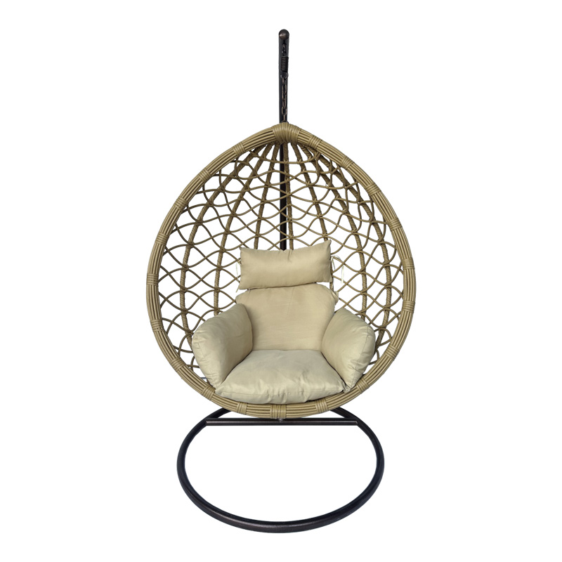 Intrahome Κούνια φωλιά με βάση Lyere Intrahome μέταλλο καφέ-pe rattan σε μπεζ απόχρωση 120x108x195εκ | SKU: INTRAPA-479111112