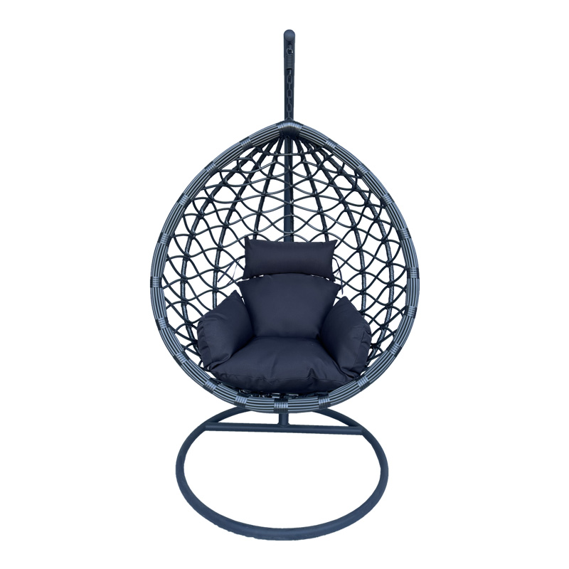Intrahome Κούνια φωλιά με βάση Lyere Intrahome μέταλλο γκρι-pe rattan σε γκρι απόχρωση 120x108x195εκ | SKU: INTRAPA-479111113