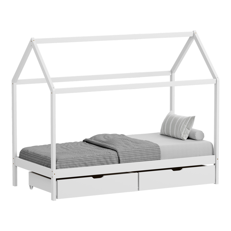 Intrahome Παιδικό κρεβάτι Mellin τ.DENALIINA με 2 συρτάρια Intrahome ξύλο πεύκου σε λευκή απόχρωση 90x190εκ | SKU: INTRAPA-481111116