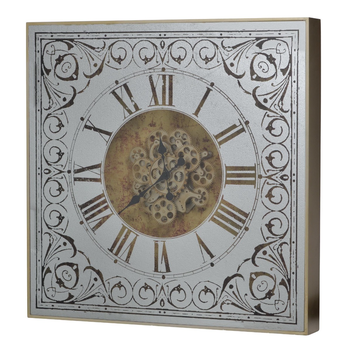 Artekko Clock Ρολόι Τοίχου με Καθρέφτη MDF Γυαλί Χρυσό Ασημί (82x10x82)cm Artekko 38536-5