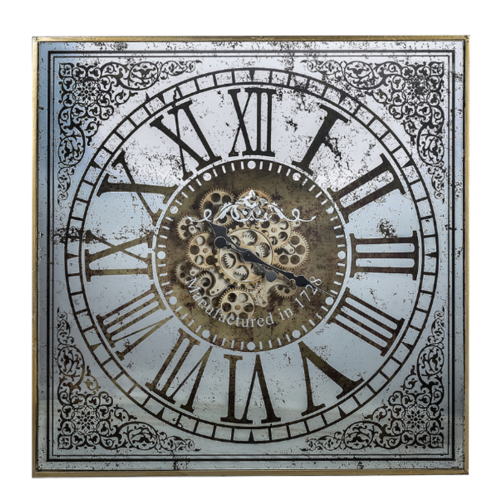 Artekko Clock Ρολόι Τοίχου MDF με Καθρέφτη με Χρυσές και Ασημί Λεπτομέρειες (81.8x10.2x81.8)cm Artekko 38536