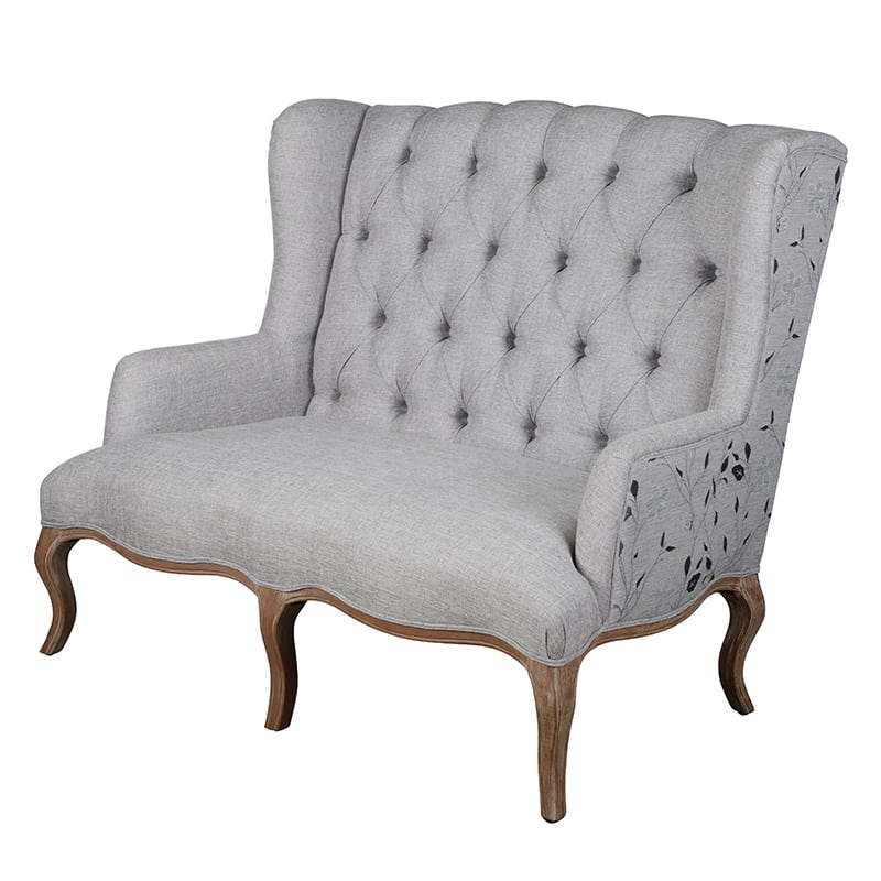 Artekko Graerrax Γκρι Διθέσιος Καναπές με Ψηλή Καπιτονέ Πλάτη και Λουλούδια (132x78x110)cm Artekko 39567