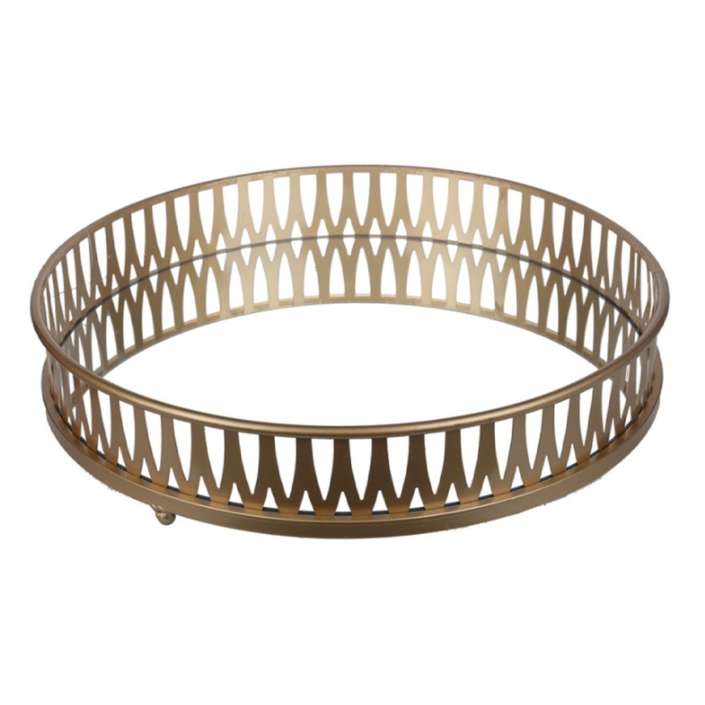 Artekko Τray Δίσκος Διακοσμητικός Μέταλλο Γυαλί Χρυσό (46x46x9)cm Artekko 40682