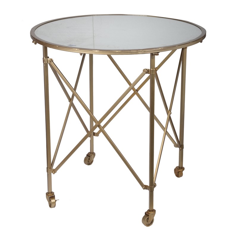 Artekko Zuri Τραπέζι Βοηθητικό με Ροδάκια Μεταλλικό Χρυσό (75x75x77)cm Artekko 40687