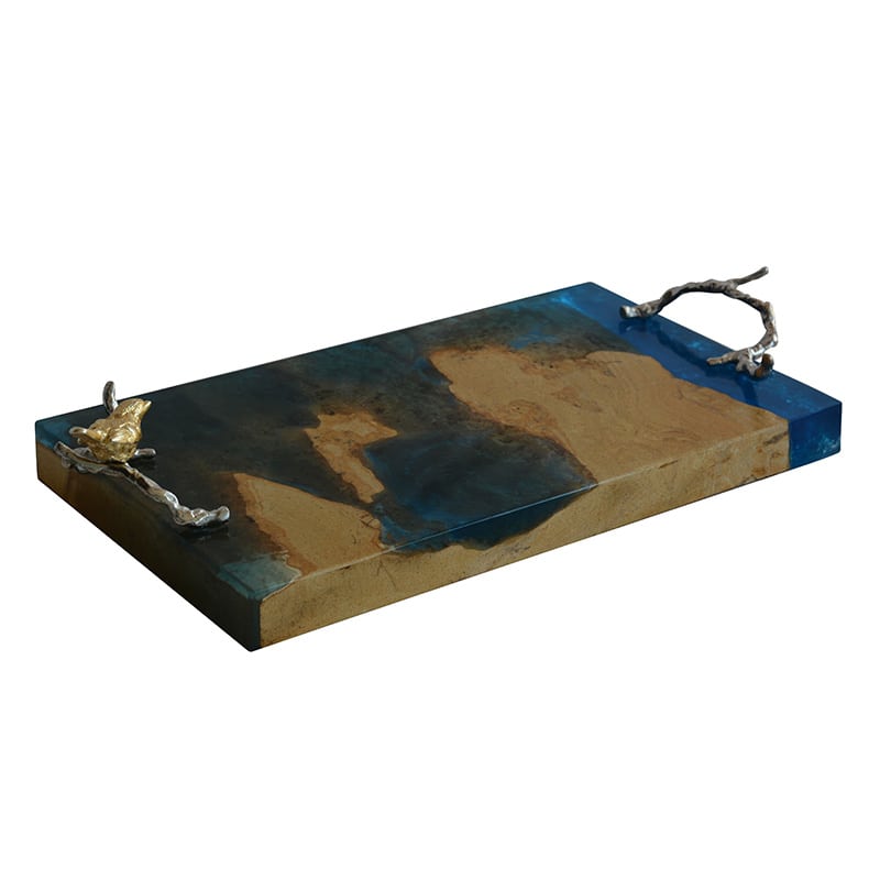 Artekko Troi Δίσκος Διακοσμητικός Μπλέ (60x30x10)cm Artekko 42850-BLUE