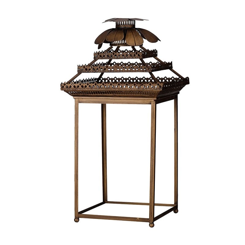 Artekko Clussic Μεταλλικό Φαναράκι με Τζάμι (40x40x80)cm Artekko 43947-DS